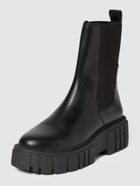 Chelsea Boots aus Leder-Mix mit Label-Prägung von Marc O'Polo Grau / Schwarz - 16