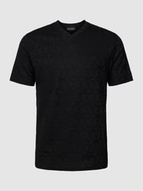 T-Shirt mit fein strukturiertem Design Modell 'V Neck' von Emporio Armani Grau / Schwarz - 18
