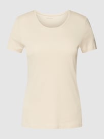 T-Shirt mit geripptem Rundhalsausschnitt von Montego Weiß - 28