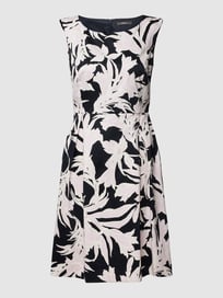Knielanges Kleid mit floralem Muster Modell 'Blume' von Montego Blau / Türkis - 11
