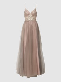Abendkleid mit Paillettenbesatz von Unique Weiß - 9