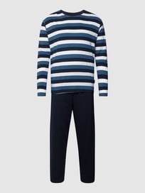 PLUS SIZE Pyjama mit Streifenmuster Modell 'MELBOURNE' von Ceceba Plus Blau / Türkis - 44