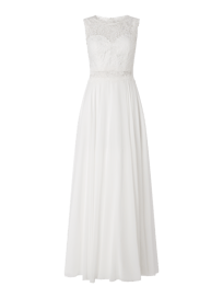 Abendkleid mit floralen Stickereien von Mascara Weiß - 25