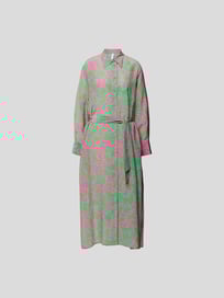 Hemdblusenkleid mit Allover-Muster von Lu Li Lina Grün - 2