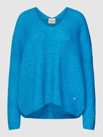 Gebreide pullover met extra brede schouders, model 'Thora' van MOS MOSH Blauw / turquoise - 24