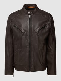 Lederjacke mit Eingrifftaschen Modell 'Jonata' von BOSS Orange Braun - 19