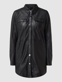 Oversized leren jack met klepzakken, model 'Miha' van Gipsy Grijs / zwart - 28