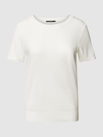T-Shirt mit geripptem Rundhalsausschnitt von comma Weiß - 11