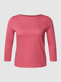 PLUS SIZE Slim Fit Longsleeve mit Label-Stitching von Tommy Hilfiger Curve Rosa - 4