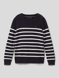 Gebreide pullover met labelstitching van Tommy Hilfiger Teens Blauw / turquoise - 4