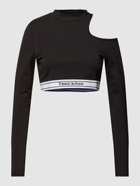 Kort shirt met lange mouwen en elastische band met logo van Tommy Jeans Grijs / zwart - 37