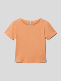 T-shirt in fijnriblook, model 'GISBELLA' van Pepe Jeans Oranje - 21