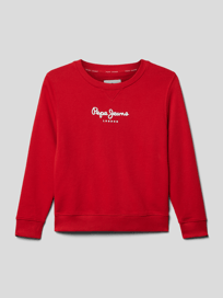 Sweatshirt met labelprint, model 'EDDIE' van Pepe Jeans Rood - 2