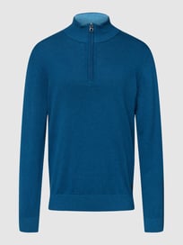 Gebreide pullover met korte ritssluiting, model 'Travel' van Pierre Cardin Blauw / turquoise - 15