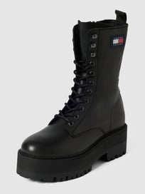 Veterboots van leer met plateauzool van Tommy Jeans Grijs / zwart - 46