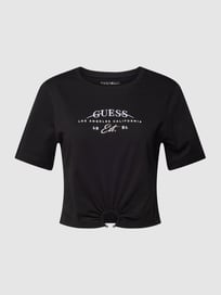 Kort T-shirt met logostitching, model 'PIERCING' van Guess Grijs / zwart - 31