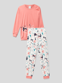 Pyjama met motiefprint, model 'Princess' van Calida Oranje - 15