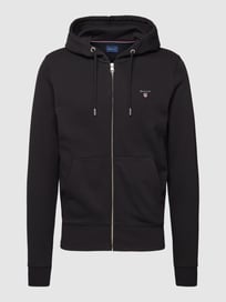 Sweatjack met labelstitching, model 'FULL' van Gant Grijs / zwart - 5