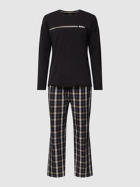 Pyjama mit Label-Print Modell 'Urban Long Set' von BOSS Weiß - 14