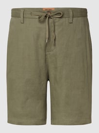 Korte linnen broek met deels elastische band, model 'Hunt Linen Shorts' van MOS MOSH Groen - 43