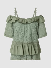 Cold-shoulder blouseshirt van kant, model 'New Olimpia' van Guess Groen - 31