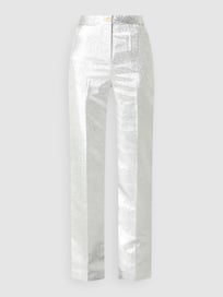 Broek in metallic look, model 'Livi' van Stella Nova Grijs / zwart - 8
