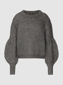 Grof gebreide pullover met ballonmouwen, model 'SCALA' van Only Grijs / zwart - 34