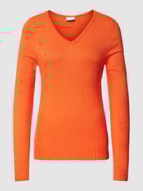 Gebreide pullover met V-hals, model 'VIRIL' van Vila Oranje - 10