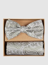 Fliege und Einstecktuch im Set mit Allover-Muster von Prince Bowtie Grün - 31