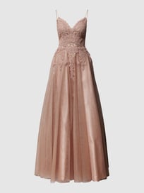 Abendkleid mit floralem Stitching von Mascara Braun - 19