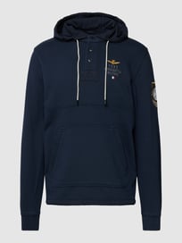 Hoodie mit kurzer Knopfleiste von Aeronautica Militare Blau / Türkis - 42