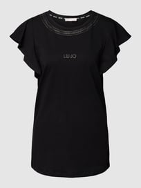 T-shirt van puur katoen met strass-steentjes van LIU JO SPORT Grijs / zwart - 29