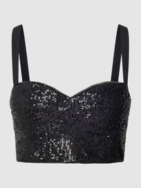 Korte top met pailletten van Swing Grijs / zwart - 46