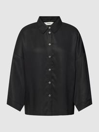 Boxy fit overhemdblouse in lyocell, model 'Tilda' van Object Grijs / zwart - 42