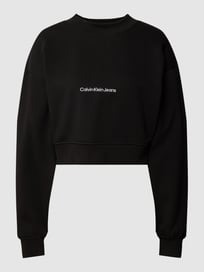 Kort sweatshirt met labelstitching van Calvin Klein Jeans Grijs / zwart - 12