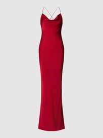 Abendkleid mit Wasserfall-Ausschnitt von Unique Rot - 43