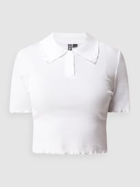 Cropped Poloshirt mit Stretch-Anteil Modell 'Taya' von Pieces Weiß - 24