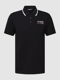 Poloshirt mit Label-Patch von Karl Lagerfeld Beachwear Grau / Schwarz - 32