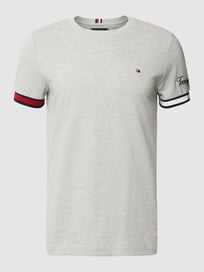 T-Shirt mit Label-Stitching Modell 'PIQUE' von Tommy Hilfiger Grau / Schwarz - 10