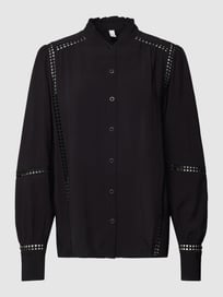 Overhemdblouse van viscose met ajourpatroon van QS by s.Oliver Grijs / zwart - 14