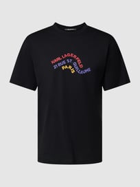 Relaxed Fit T-Shirt mit Logo-Print Modell 'WAVE LOGO' von Karl Lagerfeld Beachwear Grau / Schwarz - 25