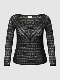 PLUS SIZE blouseshirt met kant, model 'CHIKKA' van Evoked Vila Grijs / zwart - 24