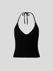 Neckholder-Top mit Strickmuster von Maison Flaneur Grau / Schwarz - 15