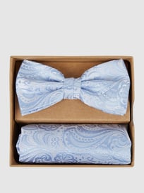 Fliege und Einstecktuch im Set mit Allover-Muster von Prince Bowtie Blau / Türkis - 42