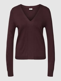 Gebreide pullover met afgeronde V-hals van s.Oliver BLACK LABEL Paars - 36