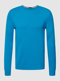 Gebreide pullover met geribde ronde hals van Christian Berg Men Blauw / turquoise - 38