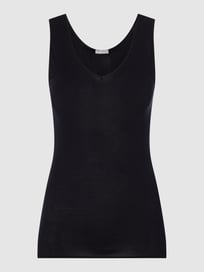 Onderhemd van katoen - naadloos, model 'Cotton Seamless' van Hanro Grijs / zwart - 24