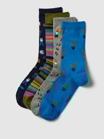 Sokken met all-over print in een set van 4 stuks, model 'norman' van Thought Blauw / turquoise - 4