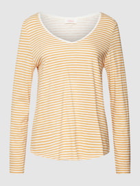 Shirt met lange mouwen en streepmotief, model 'Slub' van s.Oliver RED LABEL Geel - 22
