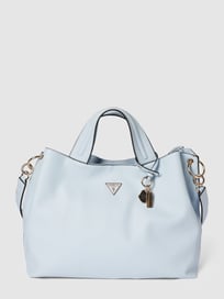 Handtas met labeldetail in metallic, model 'KERSTI' van Guess Blauw / turquoise - 1